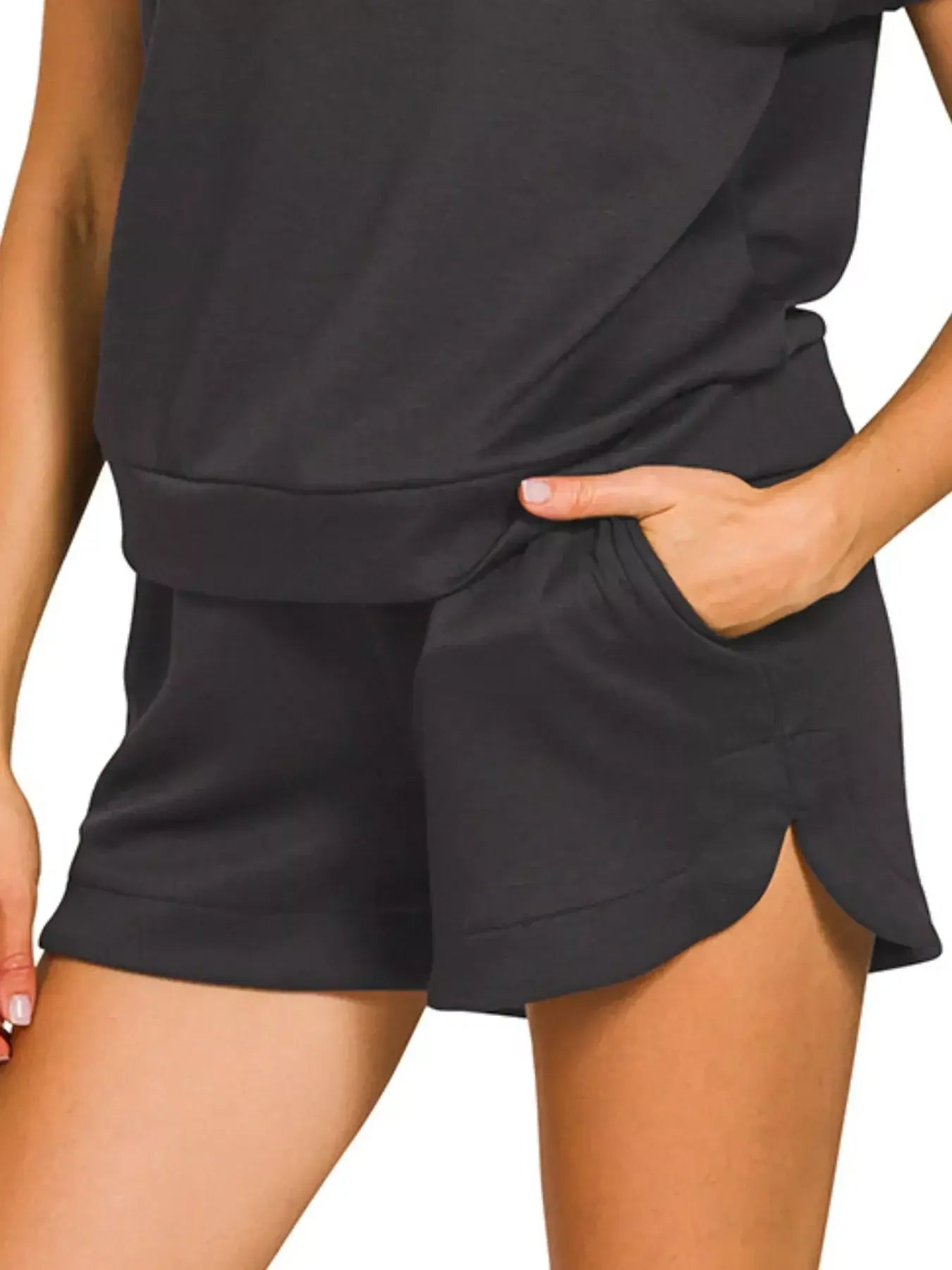 Zenana Scuba High Neck Half Zip Top and Dolphin Shorts Set - Trendsi - Flyclothing LLC