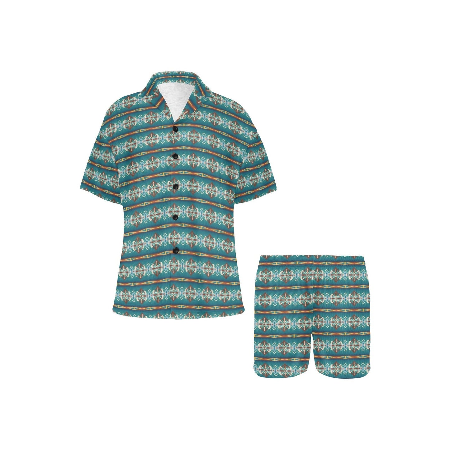 Baha Ranch Teal Aztec Women's Western Pajama Set