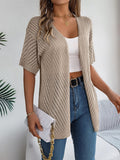Openwork Open Front Half Sleeve Cardigan - Trendsi
