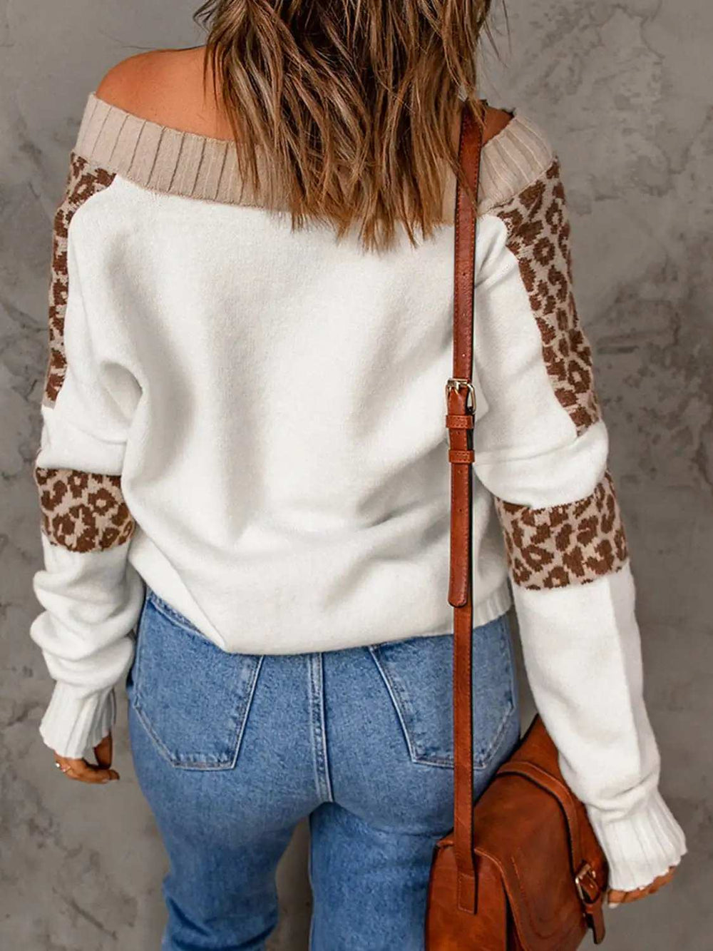 Leopard Long Sleeve Sweater - Trendsi - Flyclothing LLC