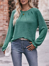Ruffle Cuff Long Sleeve T-Shirt - Trendsi - Flyclothing LLC