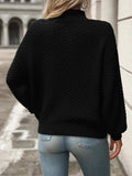 Mock Neck Long Sleeve Sweater - Trendsi - Flyclothing LLC