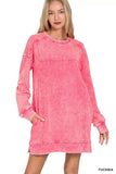Zenana French Terry Acid Washed Dress with Pockets - Trendsi - Flyclothing LLC