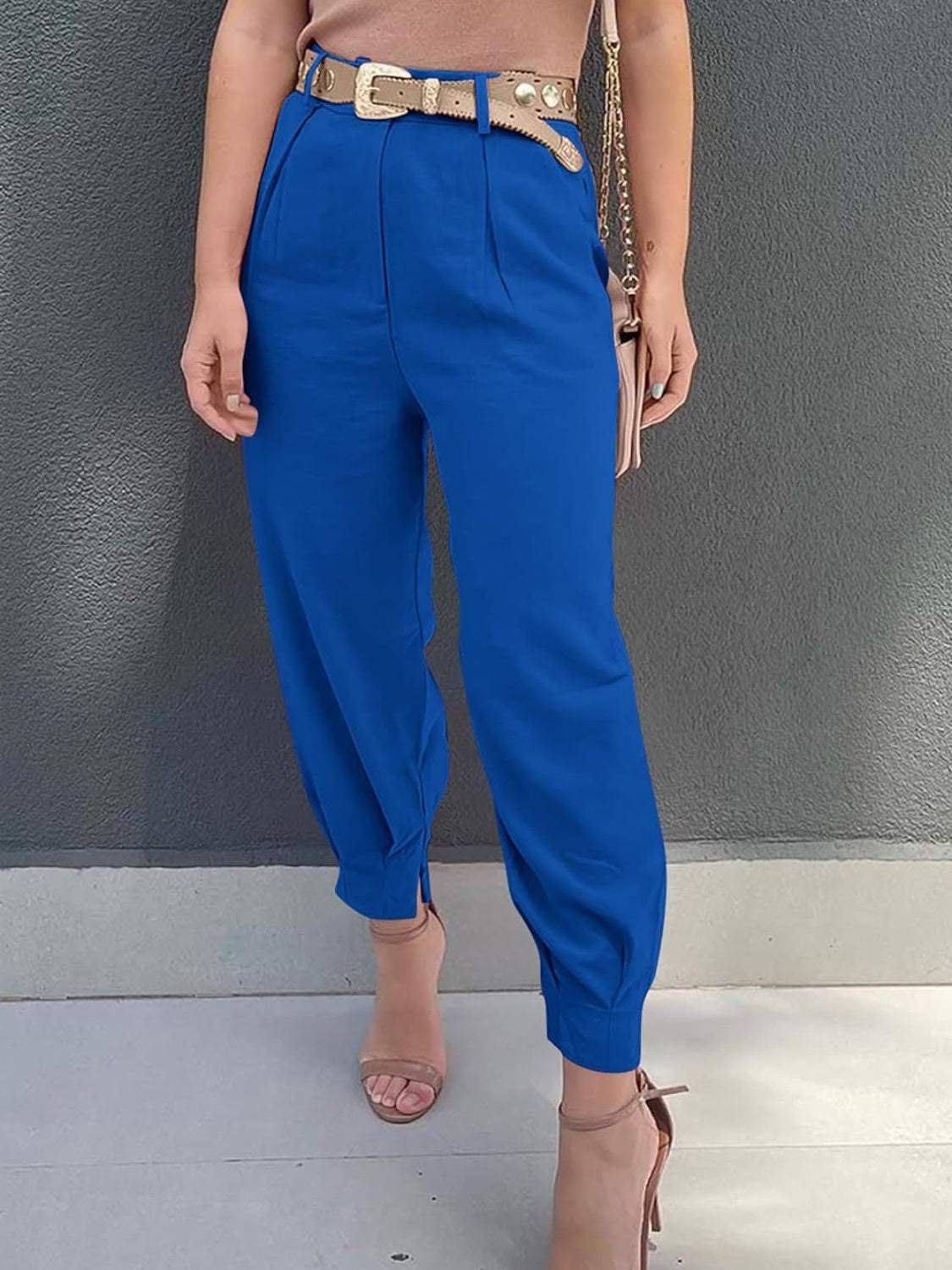 High Waist Cropped Pants - Trendsi - Flyclothing LLC