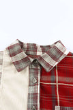 Plaid Patchwork Collared Neck Shacket - Trendsi - Flyclothing LLC