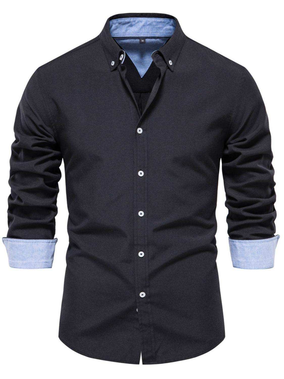 Men's Button Down Collared Neck Shirt - Trendsi - Flyclothing LLC