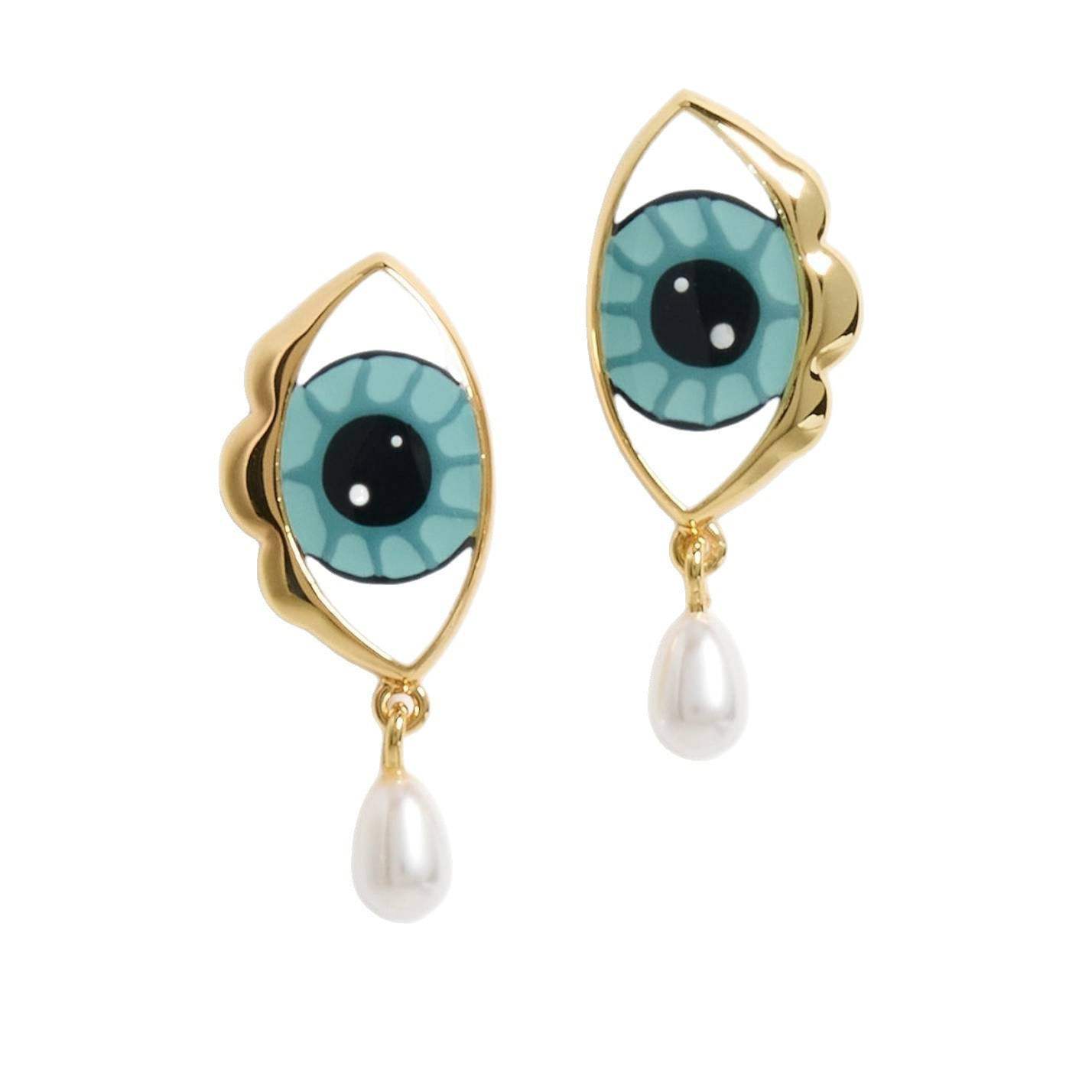 Stainless Steel Blue-eyed Pearl Earrings - My Store - Flyclothing LLC