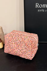 Floral Quilted Clutch with Plaid Lining - Trendsi