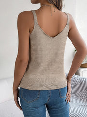 Openwork Scoop Neck Knit Vest - Trendsi