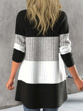 Color Block Open Front Long Sleeve Cardigan - Trendsi - Flyclothing LLC