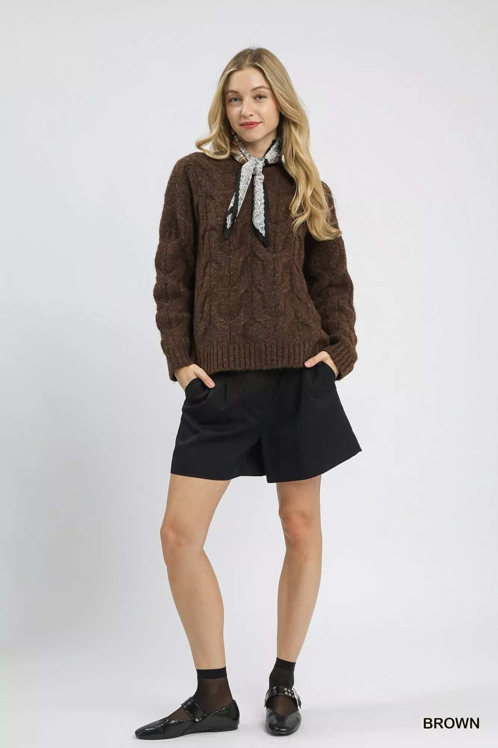 Umgee Cable Knit Cozy Sweater - Trendsi - Flyclothing LLC