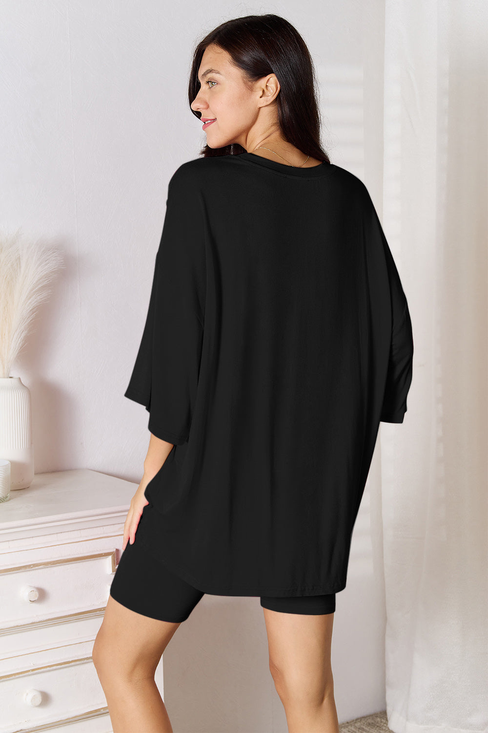 Basic Bae Bamboo Full Size Round Neck Drop Shoulder T-Shirt and Shorts Set - ShopBasicbae - Flyclothing LLC