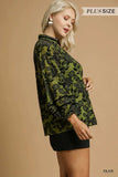 Umgee Full Size Floral Velvet Blouse with Balloon Sleeves Plus Size - Trendsi - Flyclothing LLC