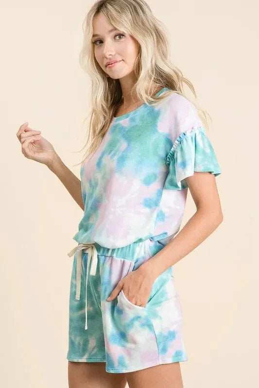 BiBi Tie Dye Print Casual Shorts with Twill - Trendsi - Flyclothing LLC