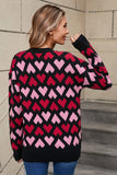 Angel Wings Contrast Heart Round Neck Sweater - Trendsi