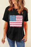 US Flag Round Neck Short Sleeve T-Shirt - Trendsi - Flyclothing LLC