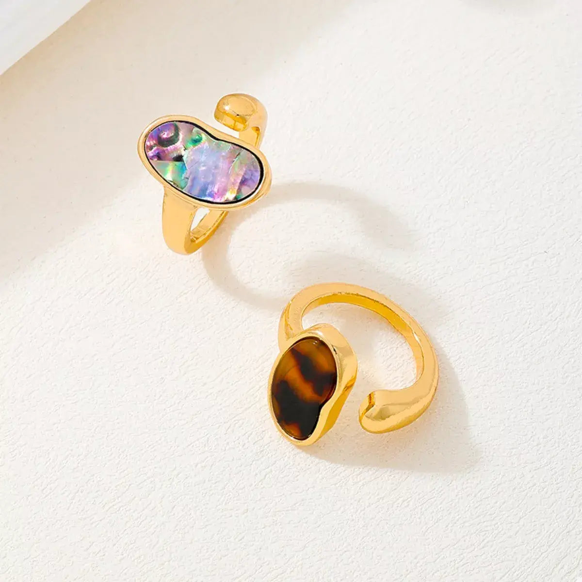 18K Gold-Plated Oval Open Ring - Trendsi - Flyclothing LLC