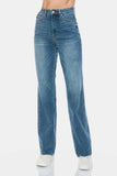 Judy Blue Full Size Tummy Control Cut Raw Hem Straight Jeans - Trendsi - Flyclothing LLC