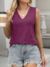 Classic V-Neck Sleeveless Tank Top - Trendsi - Flyclothing LLC