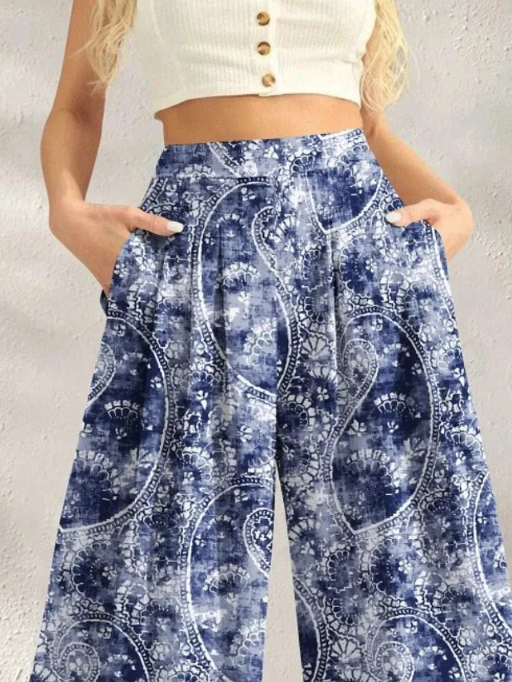 Printed Wide Leg Pants - Trendsi - Flyclothing LLC