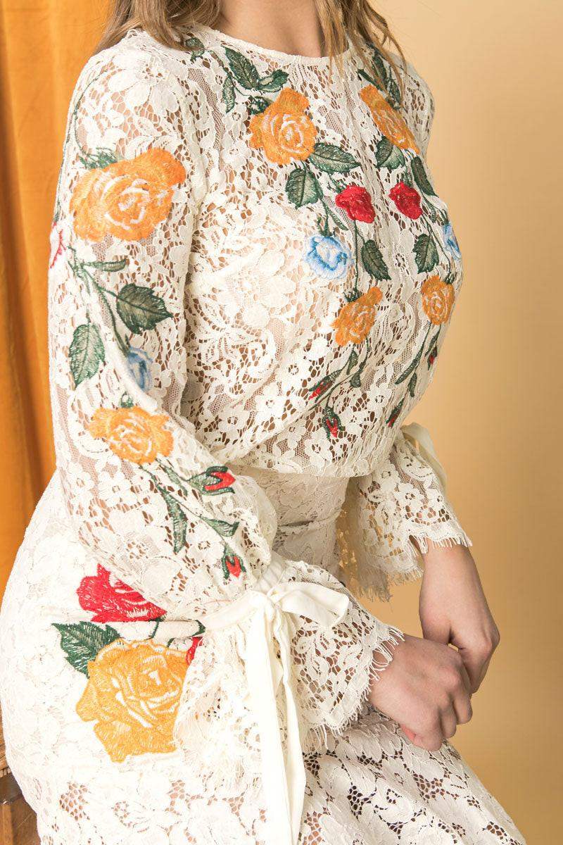 EMBROIDERED LACE TOP - Flying Tomato - Flyclothing LLC