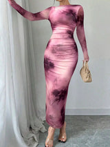 Tie-Dye Bodycon Maxi Dress - Trendsi - Flyclothing LLC