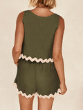 Contrast Trim Sleeveless Top and Shorts Set - Trendsi