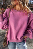 Slit Round Neck Long Sleeve Sweatshirt - Trendsi - Flyclothing LLC