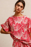BiBi Print Woven Ruffled Sleeves Top - Trendsi - Flyclothing LLC