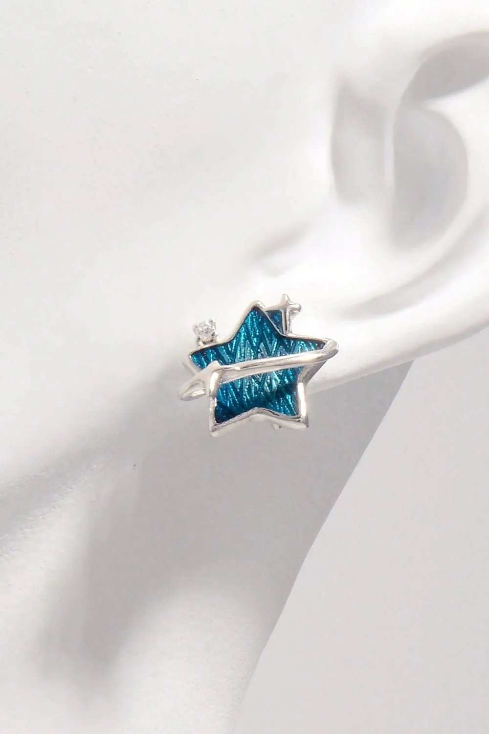 925 Sterling Silver Zircon Star Earrings - Trendsi - Flyclothing LLC