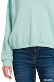 Zenana French Terry Collared Exposed Seam Sweatshirt - Trendsi - Flyclothing LLC