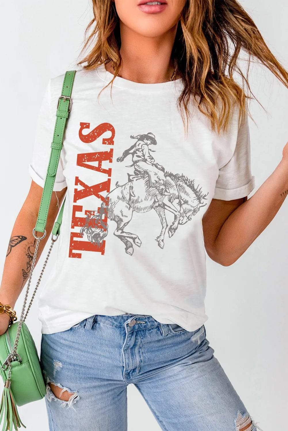 Graphic Round Neck Short Sleeve T-Shirt - Trendsi - Flyclothing LLC