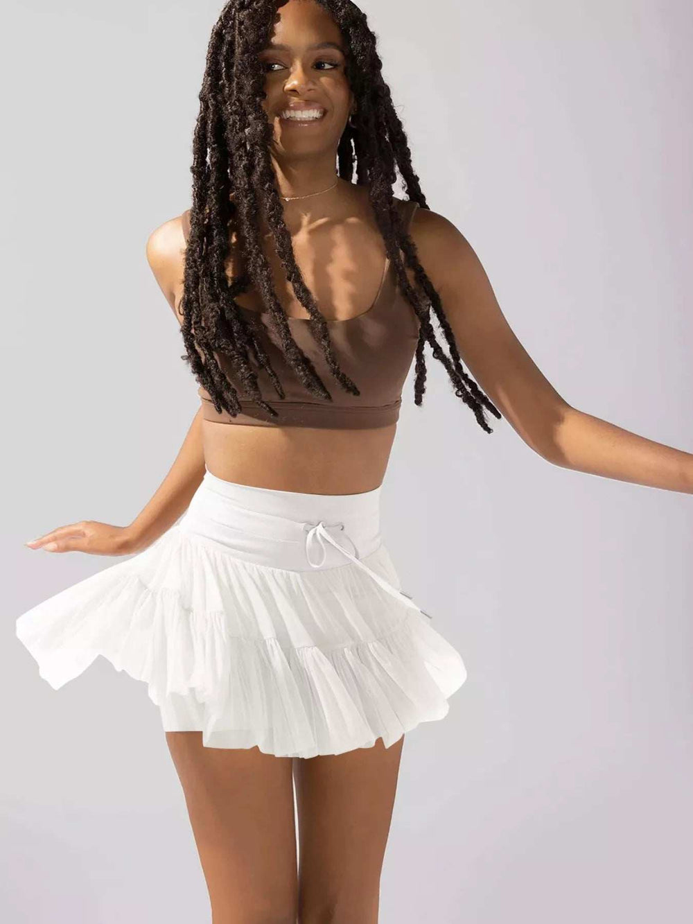 Tiered Skort with Drawstring - Trendsi - Flyclothing LLC