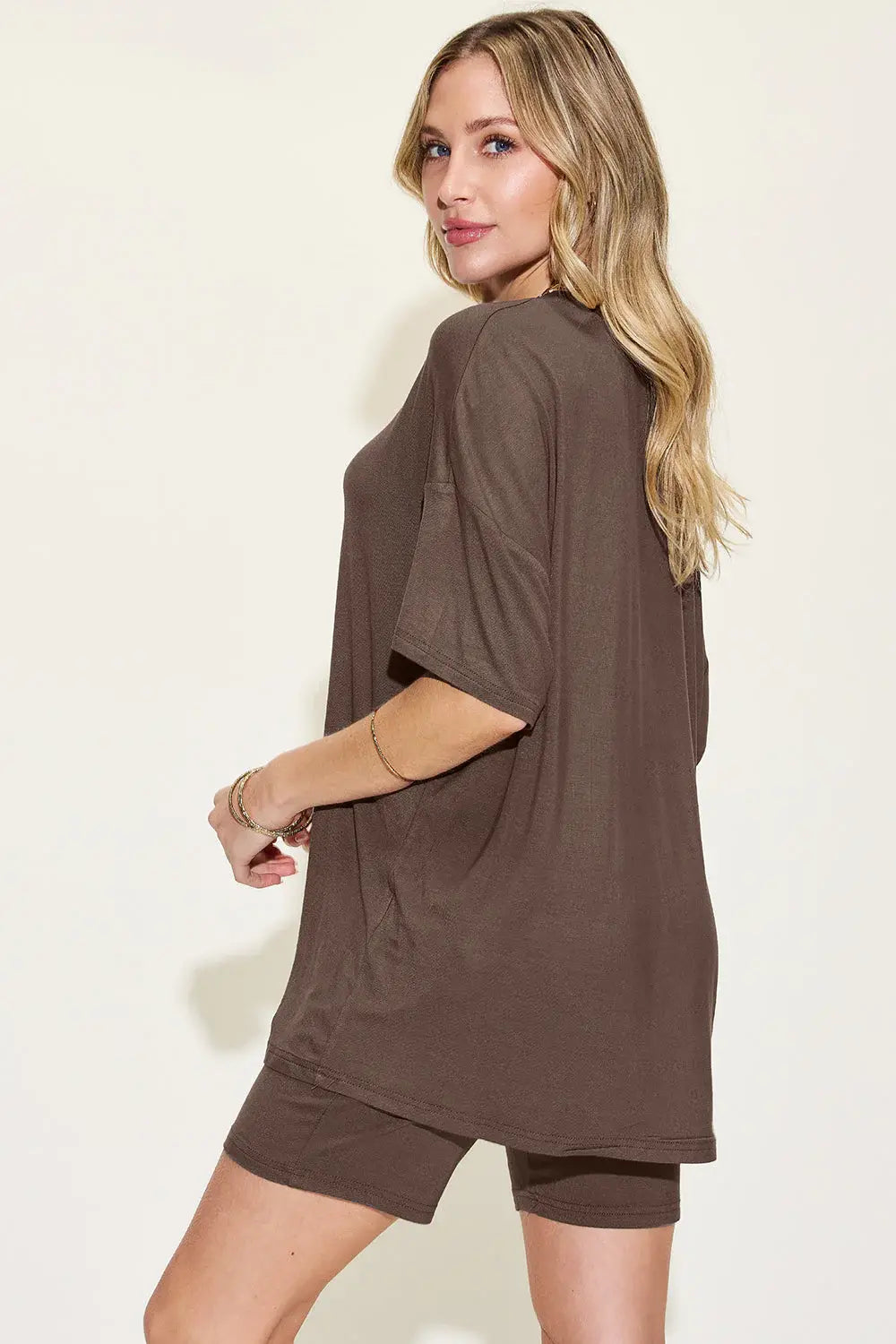 Basic Bae Full Size V-Neck Drop Shoulder T-Shirt and Shorts Set - ShopBasicbae - Flyclothing LLC