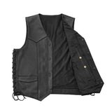 Deadwood Men's Motorcycle Western Style Leather Vest - First Manufacturing Company - Flyclothing LLC