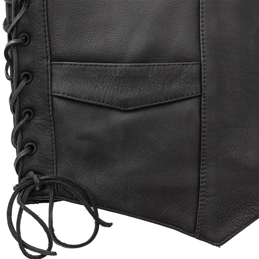 Deadwood Men's Motorcycle Western Style Leather Vest - First Manufacturing Company - Flyclothing LLC
