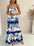 Printed Square Neck Maxi Cami Dress - Trendsi
