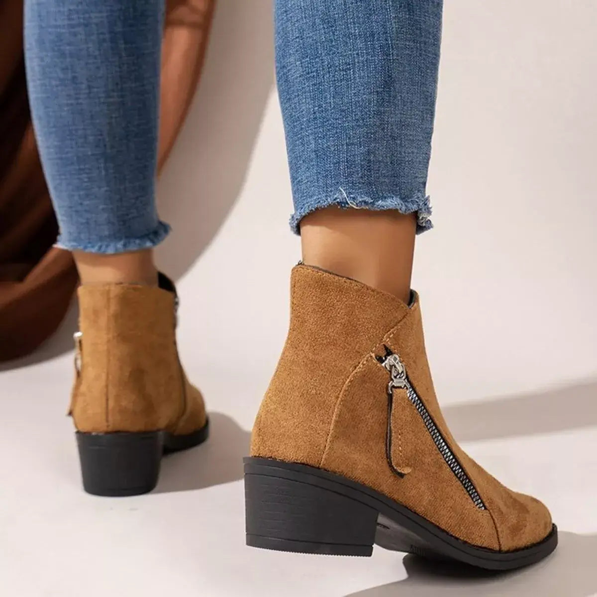 Point Toe Block Heels Boots - Trendsi - Flyclothing LLC