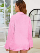 Button Up Long Sleeve Top and Shorts Set - Trendsi - Flyclothing LLC