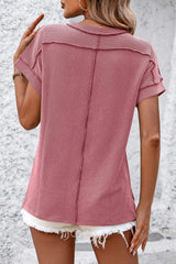 Striped Round Neck Short Sleeve T-Shirt - Trendsi - Flyclothing LLC