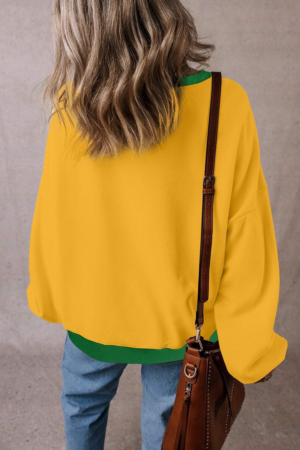 Contrast Round Neck Long Sleeve Sweatshirt - Trendsi - Flyclothing LLC