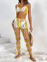 Cutout Halter Neck Top and Pants Two-Piece Swim Set - Trendsi - Flyclothing LLC