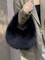 Fluffy Solid Color Handbag - Trendsi - Flyclothing LLC