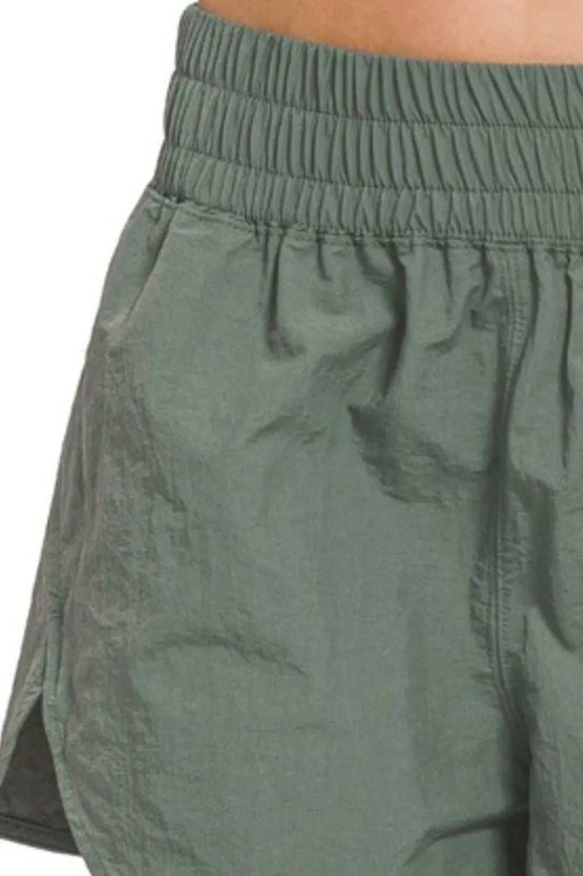 Zenana Windbreaker Smocked Waistband Running Shorts - Trendsi - Flyclothing LLC