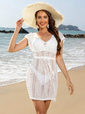Openwork V-Neck Cap Sleeve Cover-Up - Trendsi - Flyclothing LLC