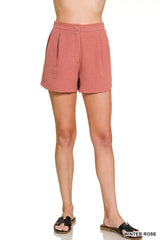 Zenana Woven Airflow Back Elastic Waist Shorts - Trendsi - Flyclothing LLC
