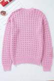 Round Neck Dropped Shoulder Long Sleeve Sweater - Trendsi - Flyclothing LLC