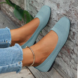 Square Toe Solid Color Mesh Slip-Ons - Trendsi - Flyclothing LLC