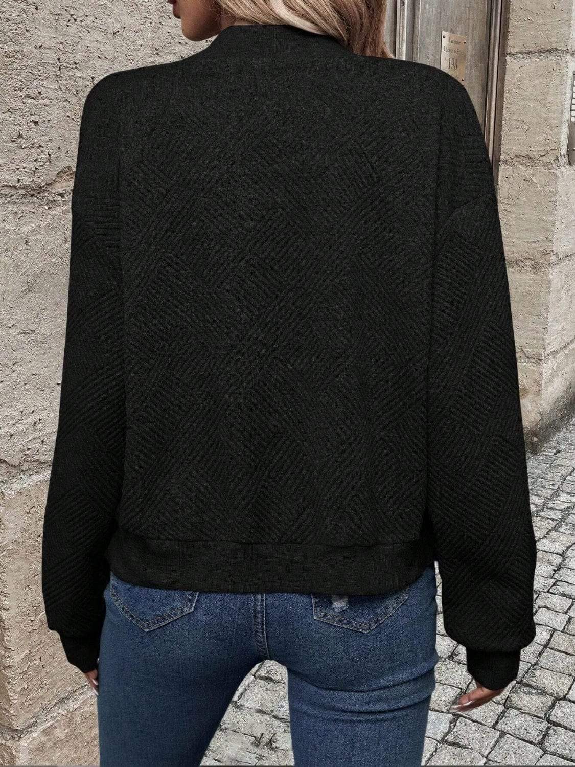 Textured Zip Up Long Sleeve Jacket - Trendsi - Flyclothing LLC