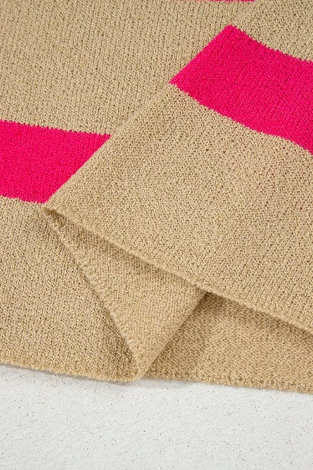 Contrast Striped Crew Neck Lightweight Knit Top - Trendsi - Flyclothing LLC